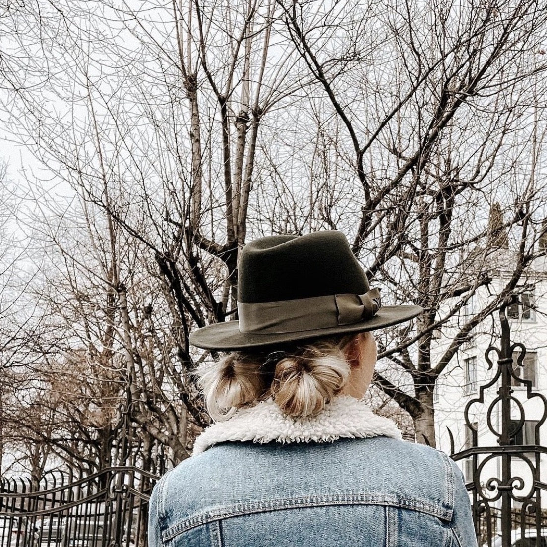 NTHIRTYTHREE HANDCRAFTED FELT HAT - TILBY OLIVE GREEN 